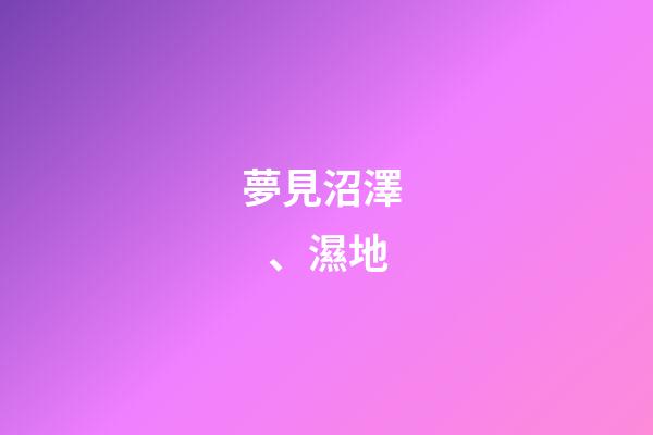 夢見沼澤、濕地